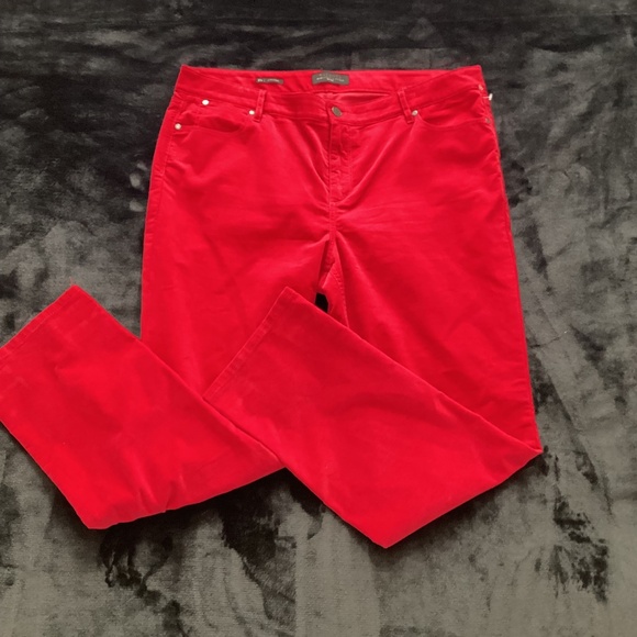 Talbot’s red velveteen pants, size 16p, straight leg pants - Picture 1 of 10